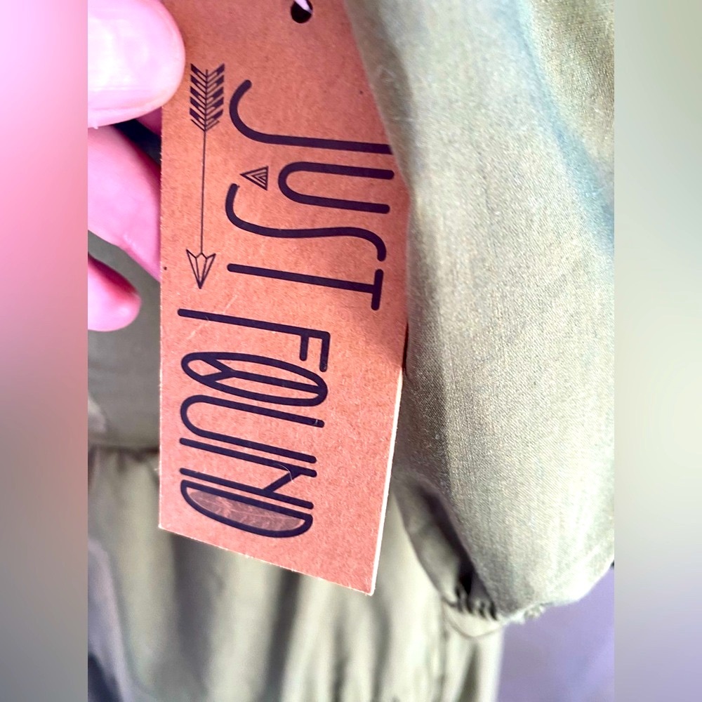 “Just Found”Olive Green Tiered Dress with Tied back Closure - Picture 8 of 9